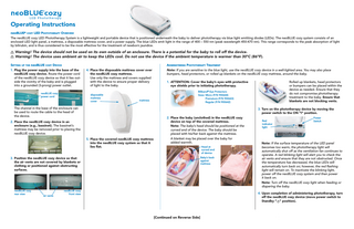 neoBLUEcozy LED Phototherapy Operating Instructions