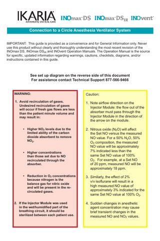 Connection to a Circle Anesthesia Ventilator System Guide Rev 01