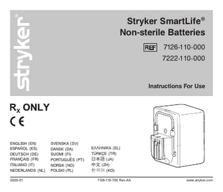 SmartLife Non-sterile Batteries Instructions for Use Rev AA Jan 2020