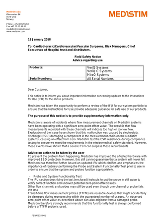 VeriQ Series Field Safety Notice Jan 2018 