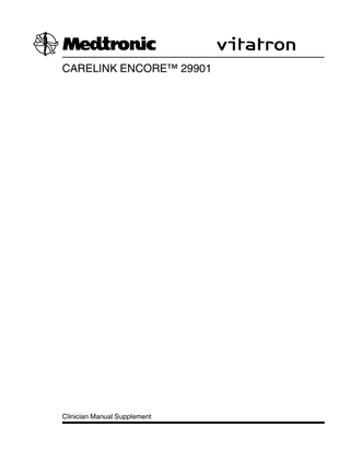 CARELINK ENCORE Model 29901 Programmer Clinician Manual Supplement