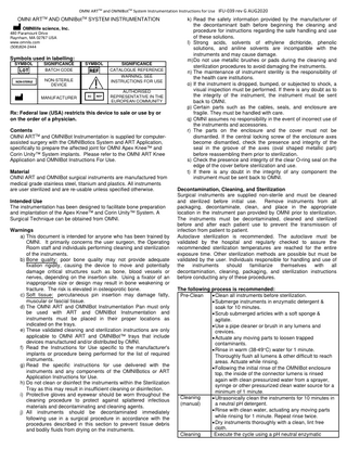 OMNIBotics KNEE SYSTEM and OMNIBot INSTRUMENTATION Instructions for Use