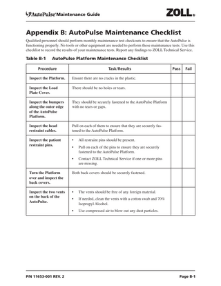 AutoPulse Maintenance Checklist Rev 2