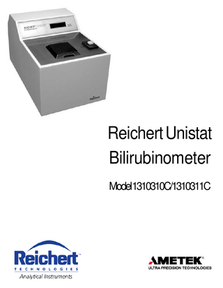 Reichert Unistat Model 1310310C and 1310311C User Guide Rev H