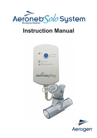 Aeroneb Solo Instruction Manual Rev J 2011