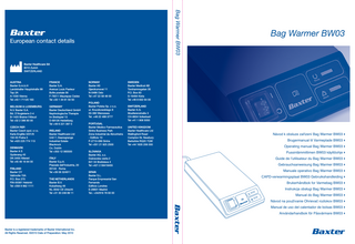 BW03 Bag Warmer Operating Manual May 2010