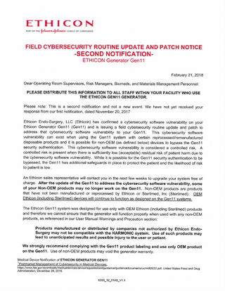 Gen11 Field 2 nd Cybersecurity patch update Feb 2018