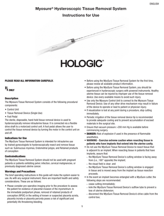 Myosure Hysteroscopic System Instructions For Use Rev 004