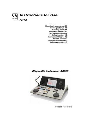 Diagnostic Audiometer AD629 Instructions for Use Part 2 ver Feb 2012