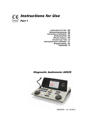 Diagnostic Audiometer AD629 Instructions for Use Part 1 ver Feb 2012