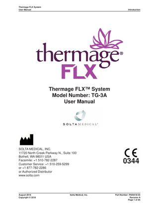 Thermage FLX TG-3A User Manual Rev A