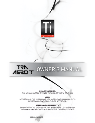 Aero T and TRA Owners Manual Rev B