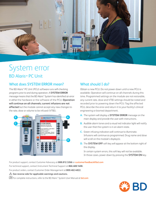 Alaris System PC Unit System Error Tip Sheet Dec 2019