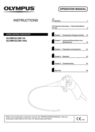 ENF-V4 and VH2 RHINO-LARYNGO VIDEOSCOPE Operation Manual July 2019