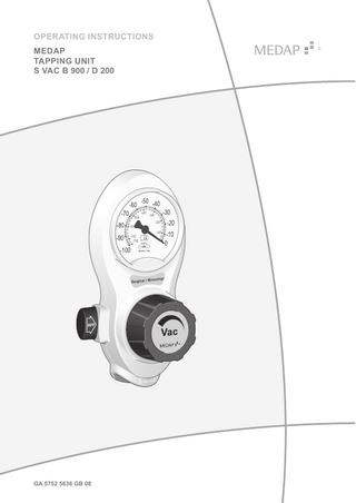 MEDAP Tapping Unit S Vac B 900 & D 200 Operating Instructions Ver 08 July 2020