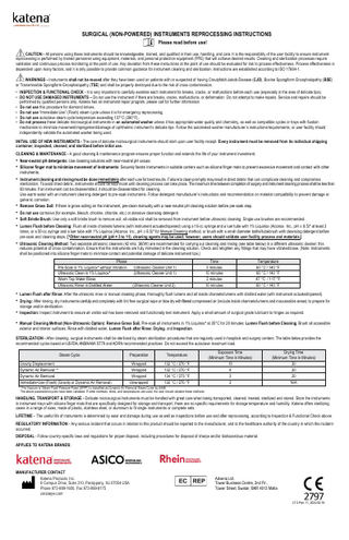 Surgical Non-Powered Instruments Reprocessing Instructions