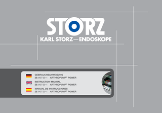 GEBRAUCHSANWEISUNG 28 3407 20-1 ARTHROPUMP® POWER INSTRUCTION MANUAL 28 3407 20-1 ARTHROPUMP® POWER MANUAL DE INSTRUCCIONES 28 3407 20-1 ARTHROPUMP® POWER  