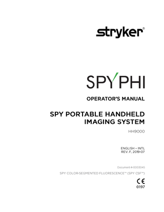 Stryker SPYPHI HH900 Operators Manual Rev F July 2019