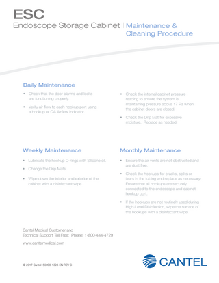 Endoscope Storage Cabinet Maintenance & Cleaning Procedure Guide Rev C