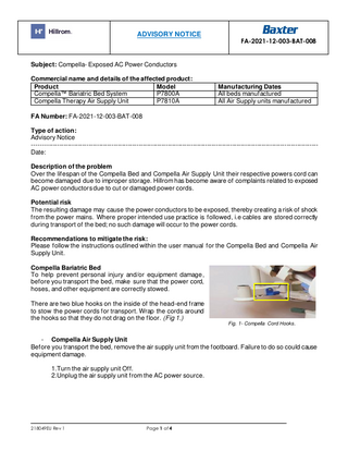 Compella Bariatric Bed System Advisory Dec 2021