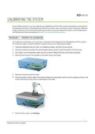 BladderScan Prime Plus Calibration Procedure Guide