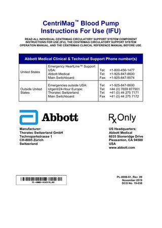 CentriMag Blood Pump Instructions for Use Rev 09