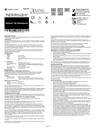 Zir Dermatome Instructions for Use Rev C