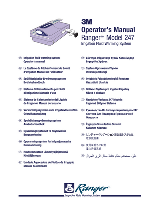 Ranger Irrigation Fluid Warming System  English  Table of Contents Technical Service and Order Placement� � � � � � � � � � � � � � � � � � � � � � � � � � � � � � � � � � � � � � 3 In-warranty Repair and Exchange � � � � � � � � � � � � � � � � � � � � � � � � � � � � � � � � � � � � � � � � 3 When You Call for Technical Support� � � � � � � � � � � � � � � � � � � � � � � � � � � � � � � � � � � � � 3 Introduction� � � � � � � � � � � � � � � � � � � � � � � � � � � � � � � � � � � � � � � � � � � � � � � � � � � � � � � � � � � � � 4 Indications for Use � � � � � � � � � � � � � � � � � � � � � � � � � � � � � � � � � � � � � � � � � � � � � � � � � � � � 4 Warnings and Cautions � � � � � � � � � � � � � � � � � � � � � � � � � � � � � � � � � � � � � � � � � � � � � � � � 4 Product Description � � � � � � � � � � � � � � � � � � � � � � � � � � � � � � � � � � � � � � � � � � � � � � � � � � � � � � 5 Ranger Irrigation Warming Unit� � � � � � � � � � � � � � � � � � � � � � � � � � � � � � � � � � � � � � � � � 5 Ranger Irrigation Fluid Warming Disposable Set� � � � � � � � � � � � � � � � � � � � � � � � � � � � 5 Model 247 Product Safety Features � � � � � � � � � � � � � � � � � � � � � � � � � � � � � � � � � � � � � � � � � 6 Instructions For Use� � � � � � � � � � � � � � � � � � � � � � � � � � � � � � � � � � � � � � � � � � � � � � � � � � � � � � 7 Preparation and Setup of the Ranger Irrigation Warming Unit  � � � � � � � � � � � � � � � � 7 Removing the Irrigation Fluid Warming Disposable Set from the Ranger Irrigation Warming Unit� � � � � � � � � � � � � � � � � � � � � � � � � � � � � � � � � � � � � � 7 Troubleshooting � � � � � � � � � � � � � � � � � � � � � � � � � � � � � � � � � � � � � � � � � � � � � � � � � � � � � � � � � 8 Maintenance and Storage� � � � � � � � � � � � � � � � � � � � � � � � � � � � � � � � � � � � � � � � � � � � � � � � � 10 Specifications� � � � � � � � � � � � � � � � � � � � � � � � � � � � � � � � � � � � � � � � � � � � � � � � � � � � � � � � � � � 12 Definition of Symbols� � � � � � � � � � � � � � � � � � � � � � � � � � � � � � � � � � � � � � � � � � � � � � � � � � � � 13  247044C English  1  