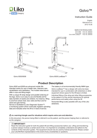 Golvo 8000 and 8008 Instruction Guide Oct 2012