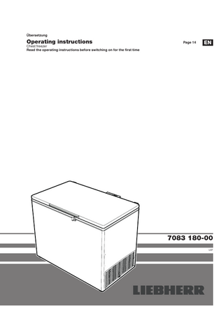 LGT Series MediLine  Chest Freezer Operating Instructions