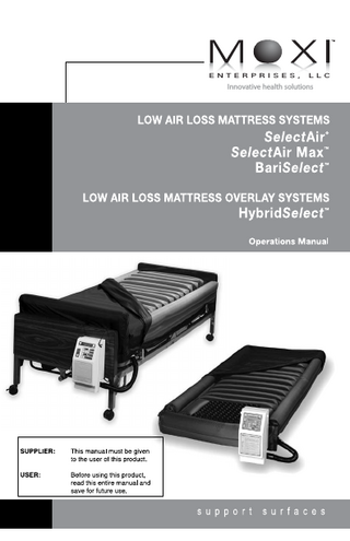 SelectAir Series Mattress Operation Manual Rev M Oct 2010