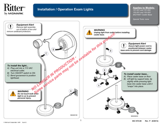 Midmark Ritter  151 and 152 Series  Exam Light Rev P Installation and Operation Guide Aug 2012