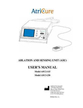 Model ASU2 and ASU3 Users Manual Rev G