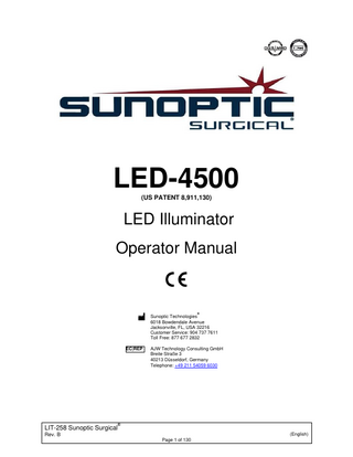 LED-4500 LED Illuminator Operator Manual Ref LIT-258-Rev. B