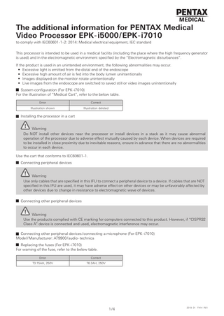 EPK-i7010 and EPK-i5000 Video Processors  Addendum Additional Information Sheet Jan 2019