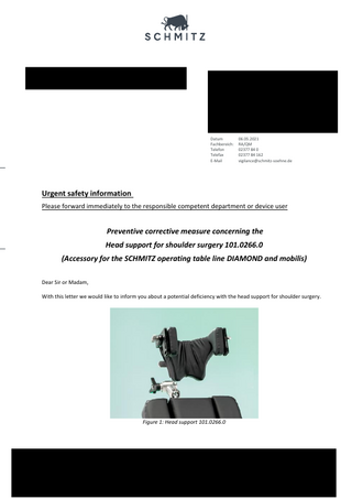 SCHMITZ Head Support Urgent Safety Information May 2021