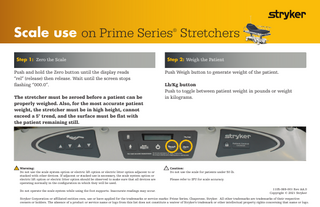 Prime Series Stretcher Scale Use and Chaperone Quick Guide Rev aa.0